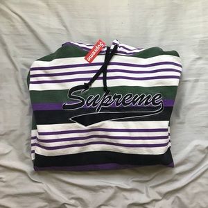 Supreme striped hoooded sweatshirt (black) NWT